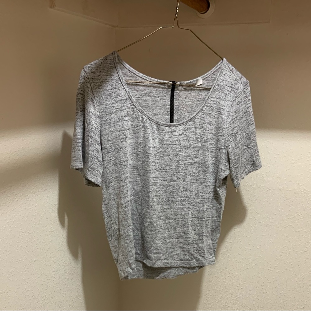 Gray sweater top.